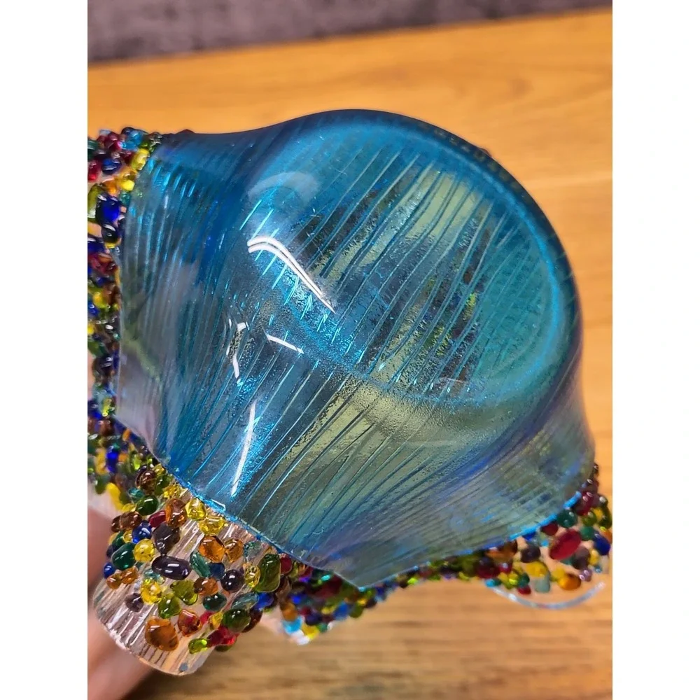 Handkerchief BOWL Vase Textured Art Glass Hand-Made‎ w/Confetti Glass Pieces